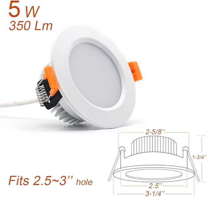 2.5 inch Dimmable LED Recessed Lighting, 5W Retrofit Downlight, 4000K Natural White, CRI 80 with LED Driver, as AC 110V Ceiling Light Fixture for Living Room, Kitchen, Bedroom, Hallway, 10 Pack