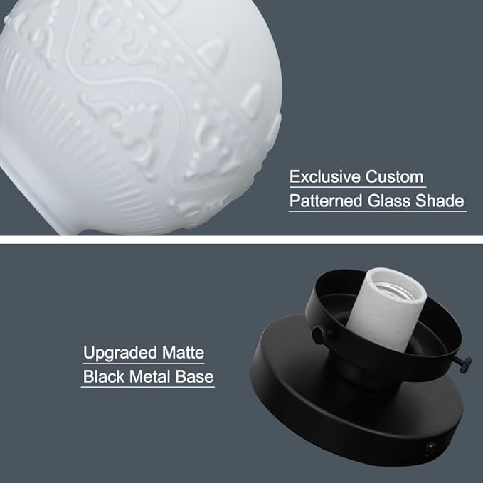 Daunton Semi Flush Mount Ceiling Light, Modern Globe Milk Glass Ceiling Light Fixture, Vintage Small Black Hallway Light Fixtures for Kitchen, Entryway, Bathroom, Closet