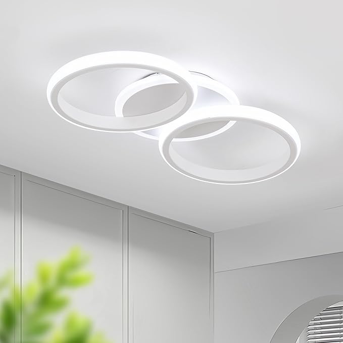 ElDISUNY Modern LED Ceiling Lights, 30W Round Ceiling Lights Fixture for Kitchen, Close to Ceiling Lights for Hallway Bedroom Dining Room, Cool White Light 6000K(White)