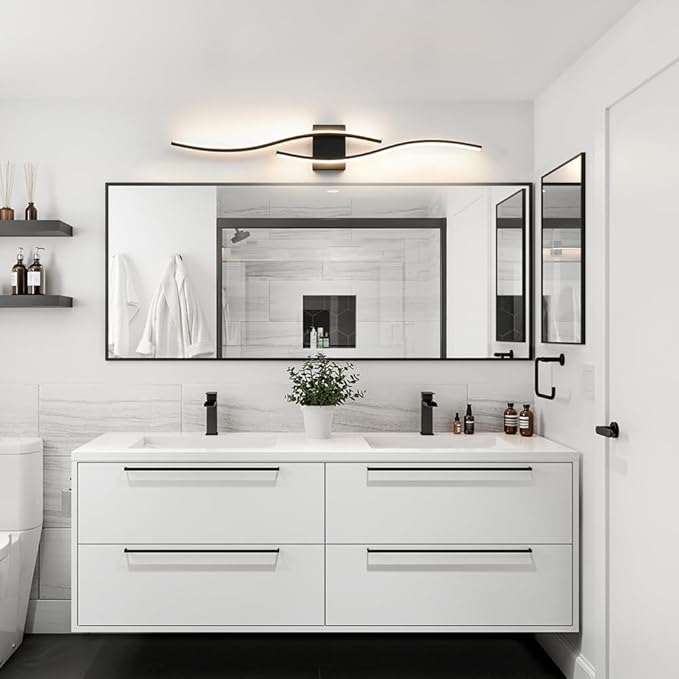 Daunton Black Vanity Lights Fixtures Over Mirror, Modern LED Bathroom Light Fixture with Remote Control, 3CCT Dimmable Bathroom Vanity Light 40.5 inch Wall Sconce Lighting for Bedroom, Living Room