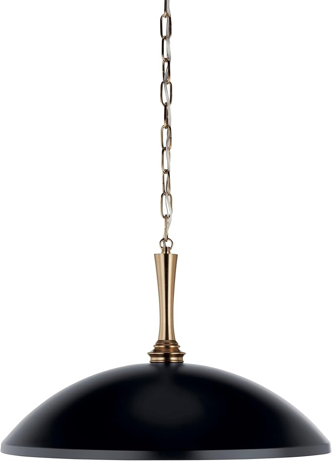 Kichler Delarosa 1-Light Pendant, Updated Traditional Light in Black and Champagne Bronze, Sloped Ceiling Compatible, for Your Kitchen, Dining Room or Hallway (12.75" x 20.25"), 52638BK