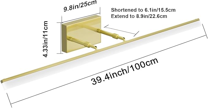 Aipsun Brushed Brass Vanity Light Fixtures 40inch Modern LED Bathroom Fixtures Gold Vanity Lighing for Bathroom Wall Light Fixtures 5500K