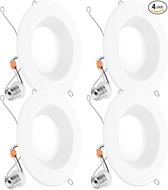 Sunco LED Recessed Lighting 6 Inch, Retrofit Can Lights, 965LM, 13W (100W Equivalent), Selectable CCT 2700K/3000K/3500K/4000K/5000K, Dimmable, Baffle Trim, Damp Rated UL 4 Pack