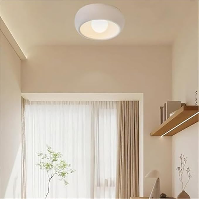 Minimalist Round Close to Ceiling Light Fixtures, Cream Resin Ceiling Lamp Modern Dimmable Small Ceiling Lighting for Hallway Entryway Balconies 11.81"(Beige)