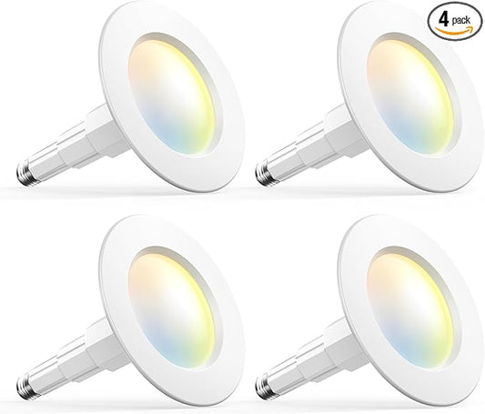 Amico 5/6 inch 5CCT LED Recessed Lighting 4 Pack, 12W=100W, 950LM Adjustable Can Lights, 2700K/3000K/4000K/5000K/6000K Selectable, Dimmable, IC & Damp Rated, Retrofit Installation - ETL & FCC