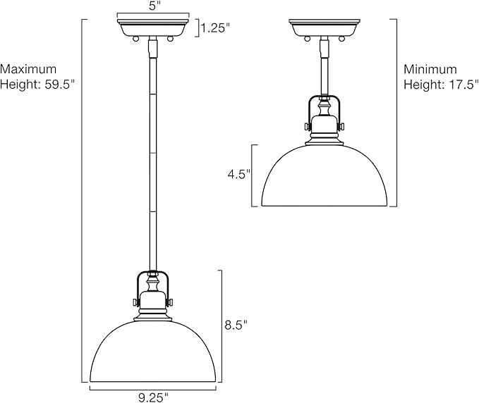 Kira Home Belle 9" Contemporary Industrial Pendant Light, Adjustable Length + Shade Swivel Joint, Brushed Nickel Finish, Pack of 2