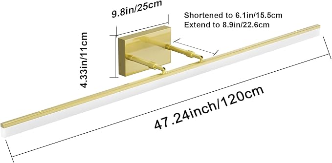 Aipsun 48inch Bathroom Vanity Light Brushed Gold Modern LED Vanity Lighting Over Mirror Adjustable Gold Wall Light for Bathroom (Cool White 5500K)
