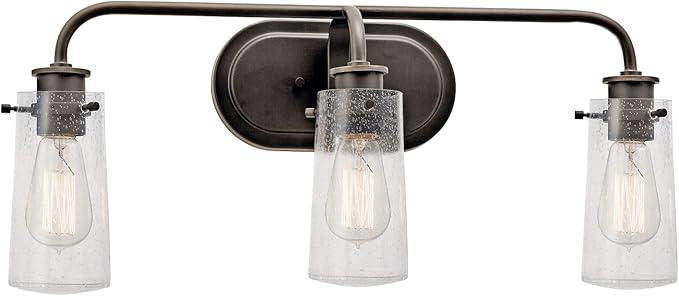 KICHLER Braelyn 24" 3 Light Vanity Light with Clear Seeded Glass Olde Bronze®