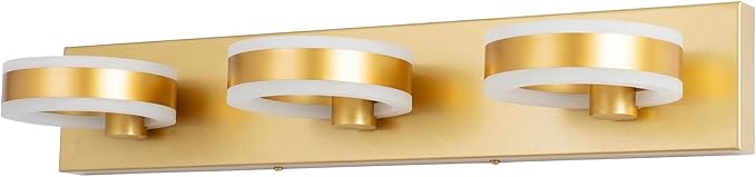 LED Bathroom Light Fixtures, 24inch Gold Vanity Lights, Modern 3 Light Acrylic Wall Sconces, 350° Rotatable Wall Lighting Fixture Over Mirror