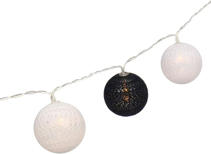 Gardeningwill 3M/10Ft 30 Black White Ball LED Battery Operated String Fairy Light