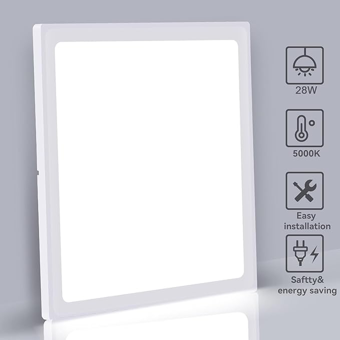 4Pack 12inch Square White 3200LM LED Flush Mount Ceiling Light,28W White 6000K Slim Surface Mount Ceiling Light Fixture for Kitchen Bedroom Living Room