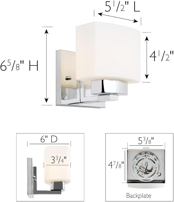 Design House Dove Creek Wall Light Sconce – Dimmable with Frosted Glass for Hallway, Bathroom, Foyer, Bedroom – Polished Chrome – Design House, 589663