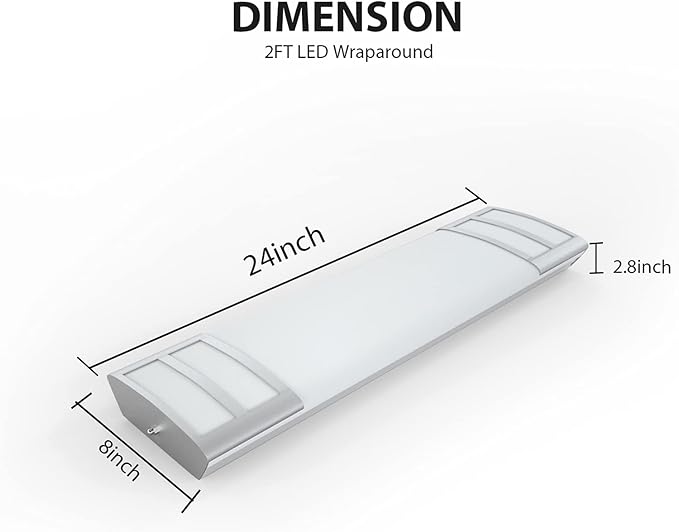 FAITHSAIL 2FT LED Light Fixture 20W, 2200lm, 4000K Neutral White, 2 Foot LED Linear Flush Mount Kitchen Lights Fixtures Ceiling for Closet, Craft Room, Laundry, Fluorescent Tube Replacement, 2 Pack