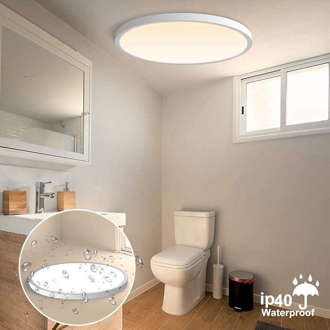 inShareplus LED Flush Mount Ceiling Light Fixture, 3200ML 4000k Natural White 12 Inch Flat Modern Ceiling Lighting, 24W(240W Equivalent), Used in Bedroom, Bathroom, Kitchen, Corridor, Etc
