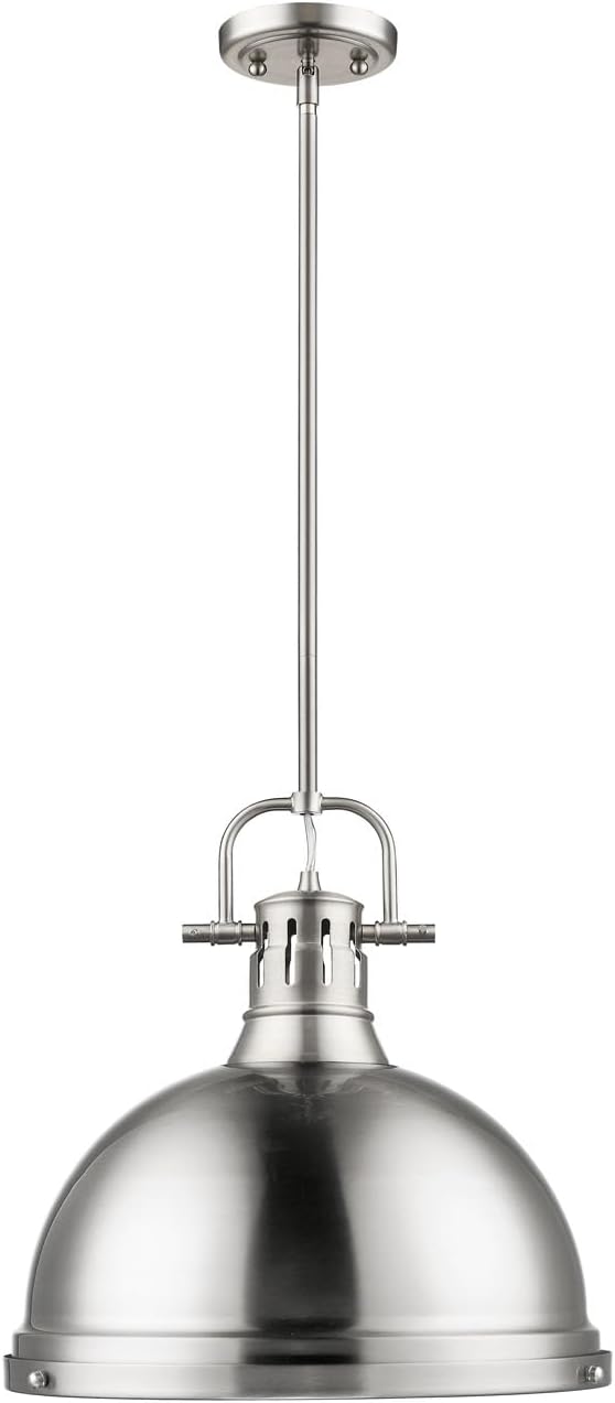 Golden Lighting 3604-L PW Duncan Pendant, 14.63" x 14", Pewter with Pewter Shade
