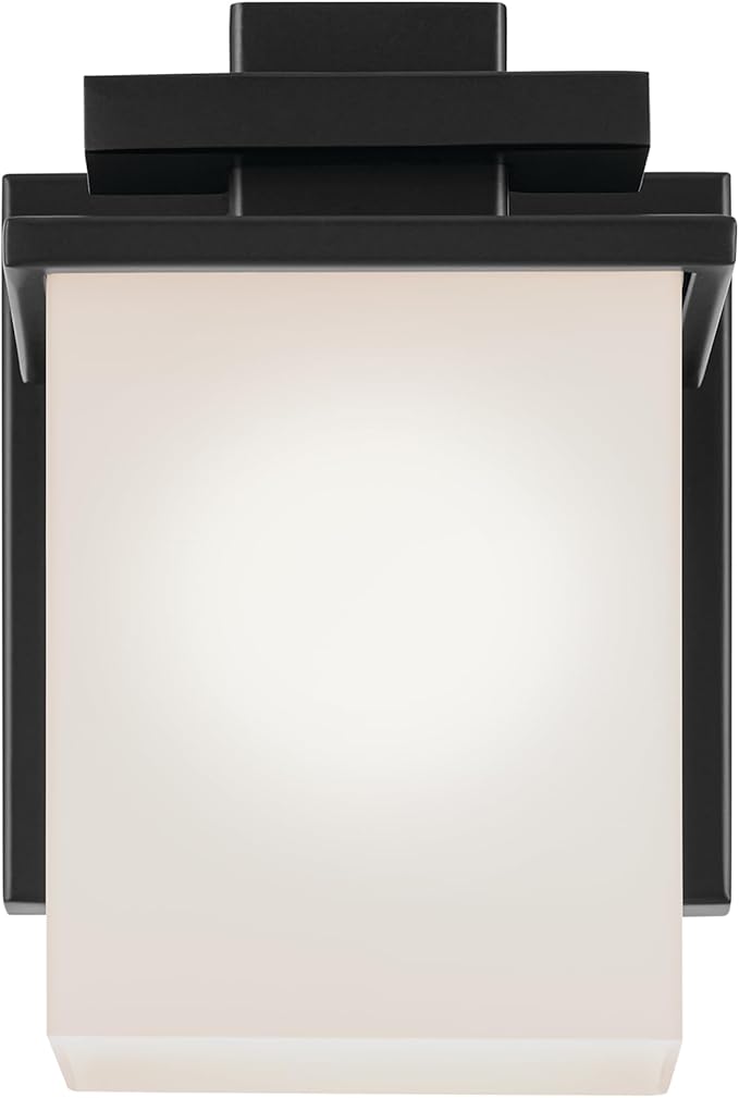 Kichler Tully 6.5" 1-Light Wall Sconce with Satin Etched Cased Opal Glass in Black for Vanity, Living Room, Dining Room, Bedroom, Laundry Room, Mudroom, Hallway, Stairwell (6.5 x 5 x 7"), 45149BK