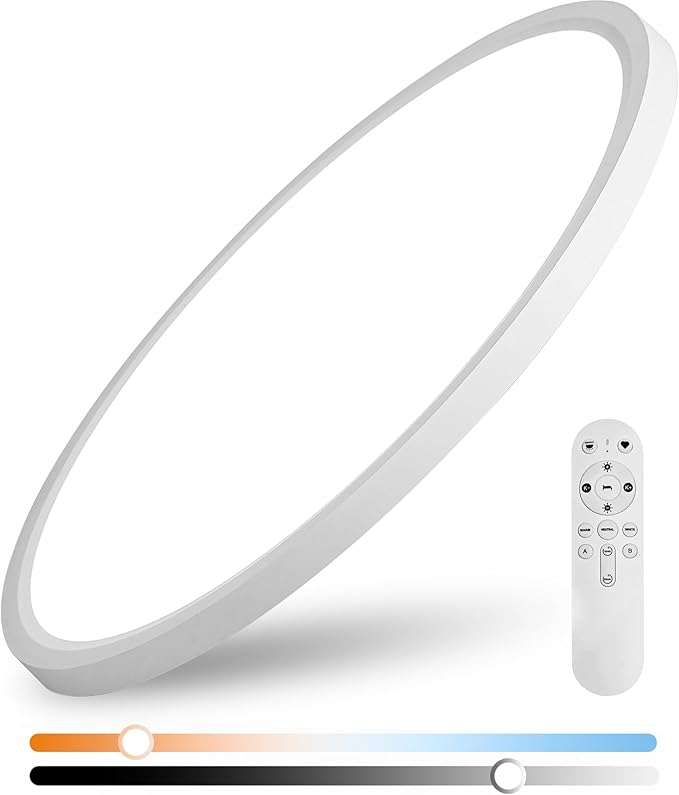 20 Inch 4200LM Large LED Flush Mount Ceiling Light with Remote Control, 42W Dimmable & 2700K-6500K Adjustable, Slim Ceiling Fixtures for Bedroom Workshop Office Apartment, White