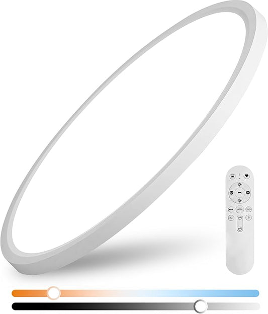 20 Inch 4200LM Large LED Flush Mount Ceiling Light with Remote Control, 42W Dimmable & 2700K-6500K Adjustable, Slim Ceiling Fixtures for Bedroom Workshop Office Apartment, White
