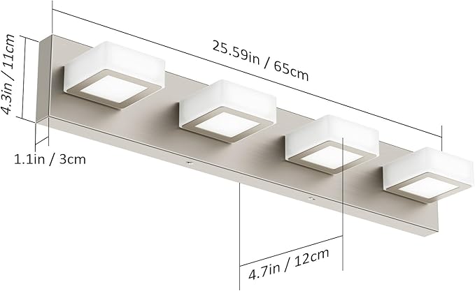 Ralbay Brushed Nickel Vanity Light for Bathroom Metal Acrylic Modern LED Bathroom Light Fixtures Over Mirror
