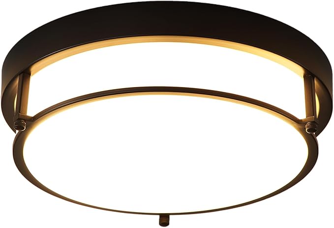 12 inch Black Flush Mount Ceiling Light, 2-Light Modern Light Fixtures Ceiling Mount for Kitchen Entryway Bedroom Hallway, E26 Socket