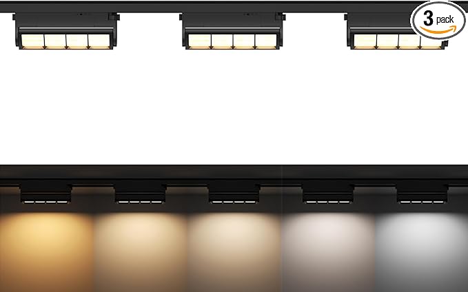 5 Color Linear H Track Lighting Heads H Type Track Light Heads Dimmable LED Track Lighting Fixtures Ceiling Spot Light, H Style Track Heads for H Track Lighting Rails, Black CRI90 12W 3 Pack