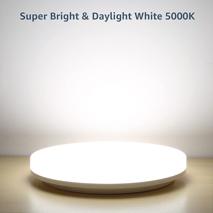 Lepro 11 inch 24 watt Flush Mount LED Ceiling Light 2400 Lumen 200 watt Equivalent, Waterproof, Daylight White 5000 Kelvin Bright Ceiling Fixture for Kitchen, Bathroom, Laundry, Hallway, Not-Dimmable