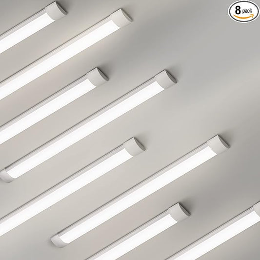 8 Pack 3FT Ultra-Thin LED Batten Light, 30W Day Light 4000K IP20 Ceiling Mounted Fixture for Garage, Shop, Hallway, Office, Market