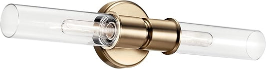 Kichler Aviv 2-Light Wall Sconce, Modern Light with Clear Glass in Champagne Bronze, for Bedroom, Laundry Room, Kitchen or Hallway (24" x 5.5"), 52654CPZ