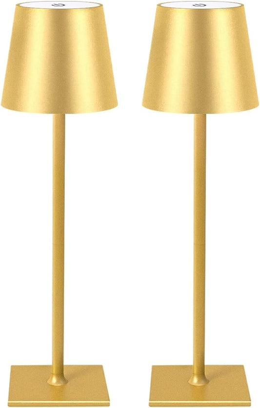 CHLORANTHUS 2 Pack Cordless Table Lamps, 3 Colors Stepless Dimming, 5000mAh Rechargeable Battery LED Desk Lamp for Bedroom/Couple Dinner/Desk/Cafe/Dining Room/Terrace