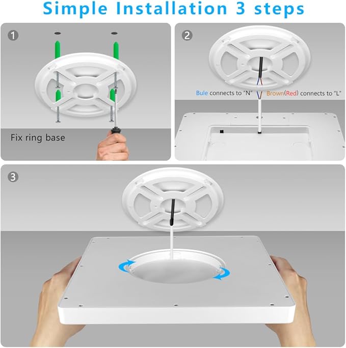 12Inch 24W Square LED Ceiling Light Fixtures Flush Mount, 2800K Warm White LED Ceiling Lamp, Surface Mount Modern Ceiling Lights, Slim Flat Panel Lighting for Bedroom, Kitchen, Bathroom Etc.