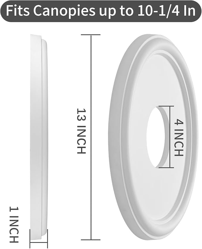 White Molded PU Ceiling Medallion for Light Fixtures and Ceiling Fans 13 inch OD x 4 inch ID x 1 inch P Fits Canopies Up to 10.25 inch