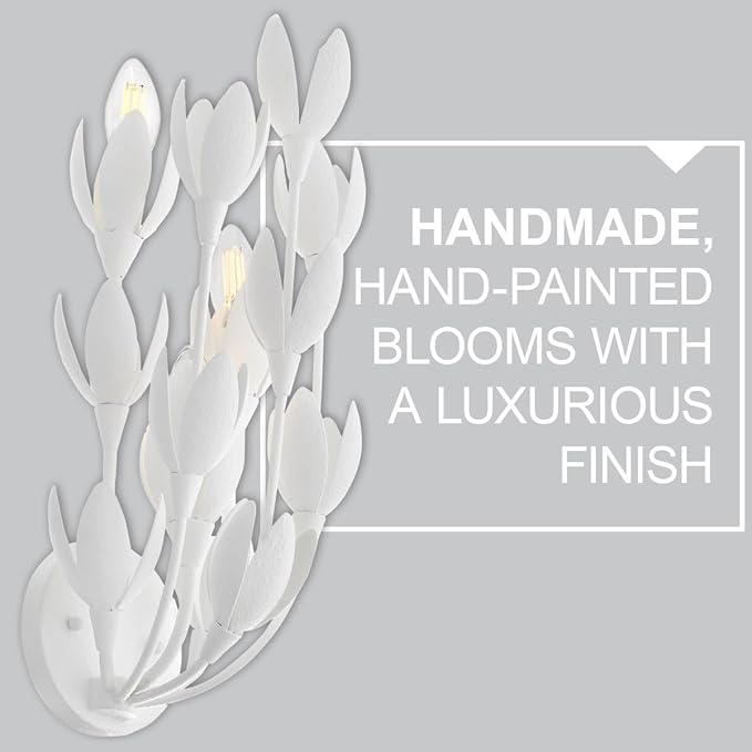 Hinkley Flora Large Convertible Semi-Flush Mount Ceiling Light - from the Lisa McDennon Collection, Handmade, Hand-Painted, Bulbs Nestled Inside Flowers, Converts to Pendant - in Textured Plaster
