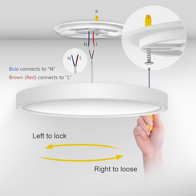 LightingWill 12 Inch LED Flush Mount Ceiling Light Fixture, 2800K Warm White, 3200LM, 24W, Flat Modern Round Lighting Fixture, 240W Equivalent White Ceiling Lamp for Kitchens, Bedrooms.etc.