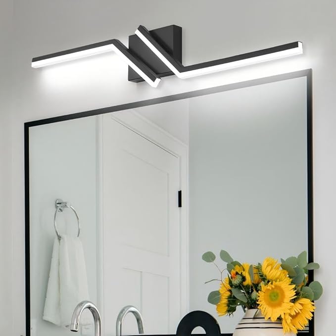 ZUZITO 32 inch Black Vanity Light Modern Bathroom Lights Over Mirror Dimmable Bathroom LED Lights 6000K Cool White ETL Driver