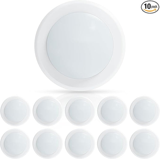 ECOELER 6in LED Disk Ceiling Light, 16.5W Dimmable Flush Mount Recessed Retrofit Lights, 6000K Bright White 1000Lm, ETL Listed, Installs with J-Box & Canister for Home Improved, ETL Lised