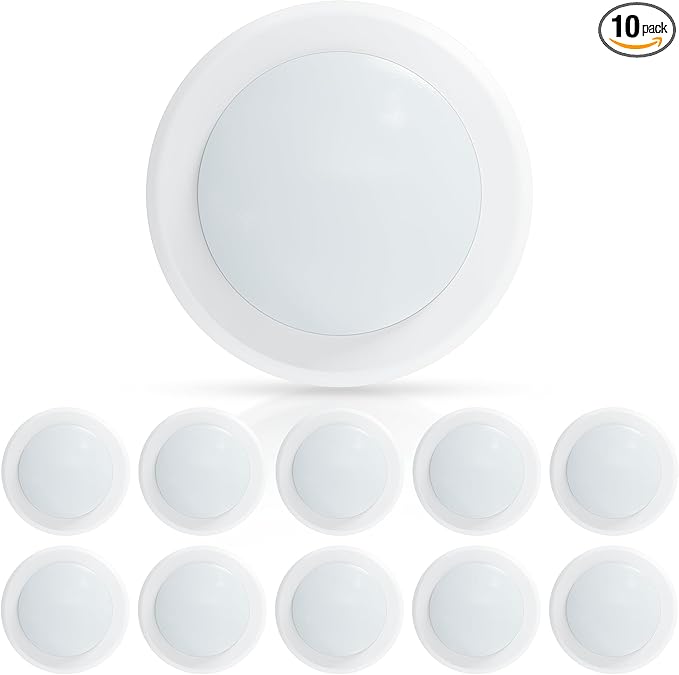 ECOELER 5/6 Inch Dimmable LED Disk Lights, 16.5W Flush Mount Disc Ceiling Can Light, 1000lm 2700K Soft White, Surface Mount Lighting Fixture for J-Box or Recessed Can, ETL-Listed, 10 Pack