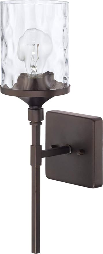 HomePlace by Capital Lighting 628811BZ-451 Colton Urban/Industrial Clear Water Glass Torchiere Wall Sconce, 1-Light 100 Watt, 17" H x 5" W, Bronze