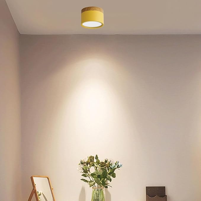 4.2-Inch Macaron Style Ceiling Light, Nordic Modern Ceiling Light Fixture, 15W LED Mini Cylinder Minimalist Close to Ceiling Lamp for Bedroom Hallway Entryway Kitchen Foyer Office