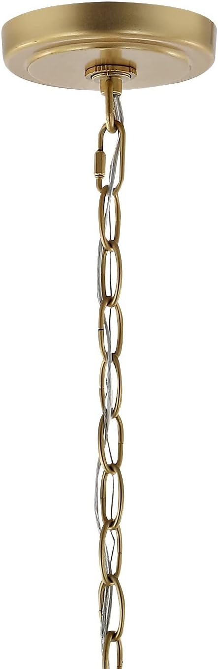 JONATHAN Y 11" Antique Gold 4-Light Traditional Lantern Pendant Light, Metal and Clear Glass Shade, Classic Chandelier for Foyer, Kitchen Island, LED Bulbs Included (JYL7403C)