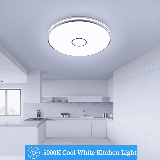 Airand LED Flush Mount Ceiling Light Fixture, 15 Inch LED Ceiling Lights 5000K 3800LM Water-Proof Round Modern Lamp for Bedroom Kitchen Dining Room Hallway Laundry Warehouse Daylight Lighting