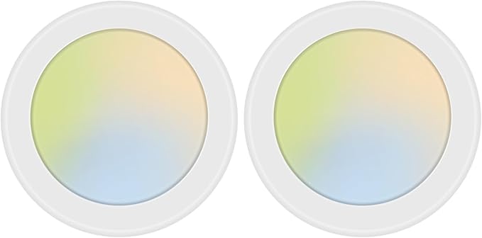 2 Pack 5CCT 6 Inch LED Disk Light, Dimmable Flush Mount Ceiling Lights, 2700K/3000K/3500K/4000K/5000K Selectable, 15W 1100LM, CRI 90, Low Profile Surface Mount Ceiling Disc Light, Wet Rated & ETL