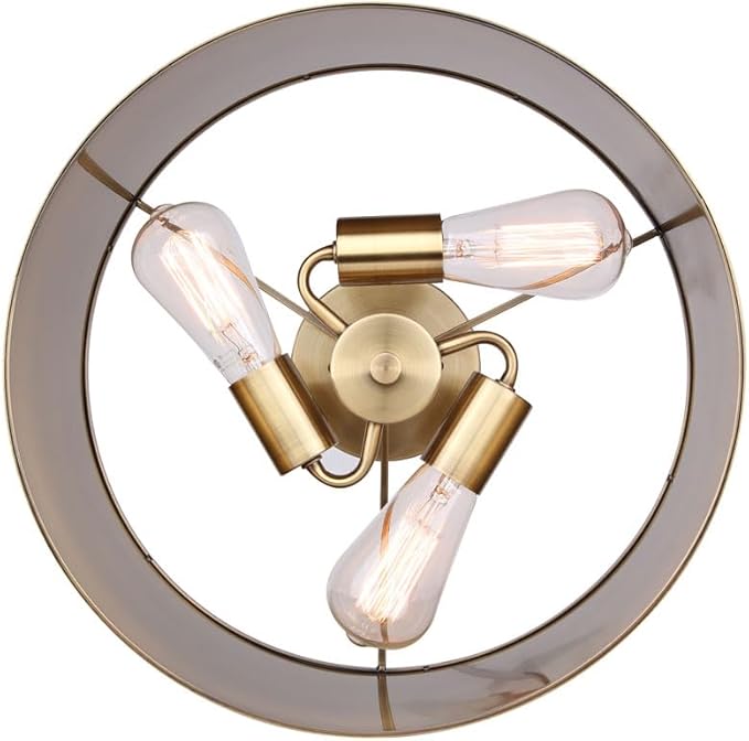 Canarm Lola 3-Light Semi-Flush Mount Ceiling Light, 15-Inch Gold Finish, Used 60W Bulbs, Easy Installation, Contemporary Lighting for Bedroom or Living Room