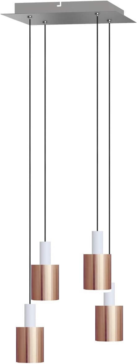 Virgo 4 Mini Pendant Lighting White-Copper - LED Hanging Light Fixture for Kitchen Island, Bar, Foyer - Cluster Pendants - Dimmable, Adjustable Wire, Lamp Bulb Included