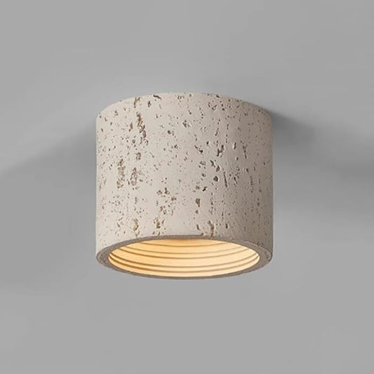 Modern Minimalist Concrete Ceiling Light Fixture Flush Mount LED Ceiling Lamp for Living Room, Bedroom, Hallway Wabi-Sabi Style Cement Cylinder Spotlight Warm White 3000K(White Color,H-11cm)