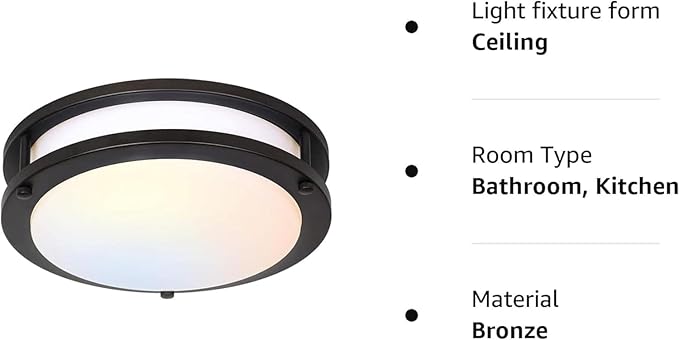 hykolity 10 inch Flush Mount LED Ceiling Light Fixture, 17W 1100lm, 2700K/3000K/3500K/4000K/5000K Adjustable Ceiling Lights, Oil Rubbed Bronze Saturn Dimmable Lighting for Hallway Bathroom or Kitchen