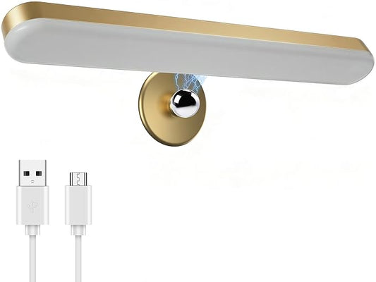 Benreom Wireless Vanity Lights for Mirror, Rechargeable Battery Operated Stick on Lamp, Adjustable Makeup Light, Cordless Magnetic LED Bar Renter Friendly Lighting Decor Gift, Gold