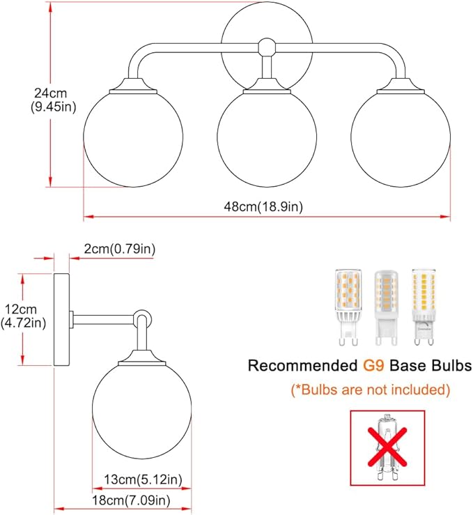 Black Bathroom 3-Lights Vanity Light Fixtures, Minimalist Vanity Lights with Milky White Glass Shade, Modern Wall Sconces over Mirror, Wall Lamp for Bathroom Dressing Table Bedroom Living Room