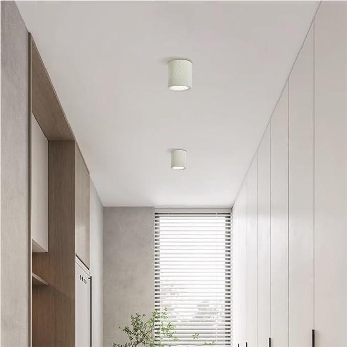 5.5 Inch Mini Nordic Resin Flush Mount Ceiling Light Cream Color Modern Minimalist Downlight Fixture for Bedroom Living Room Kitchen Hallway Restaurant(White)