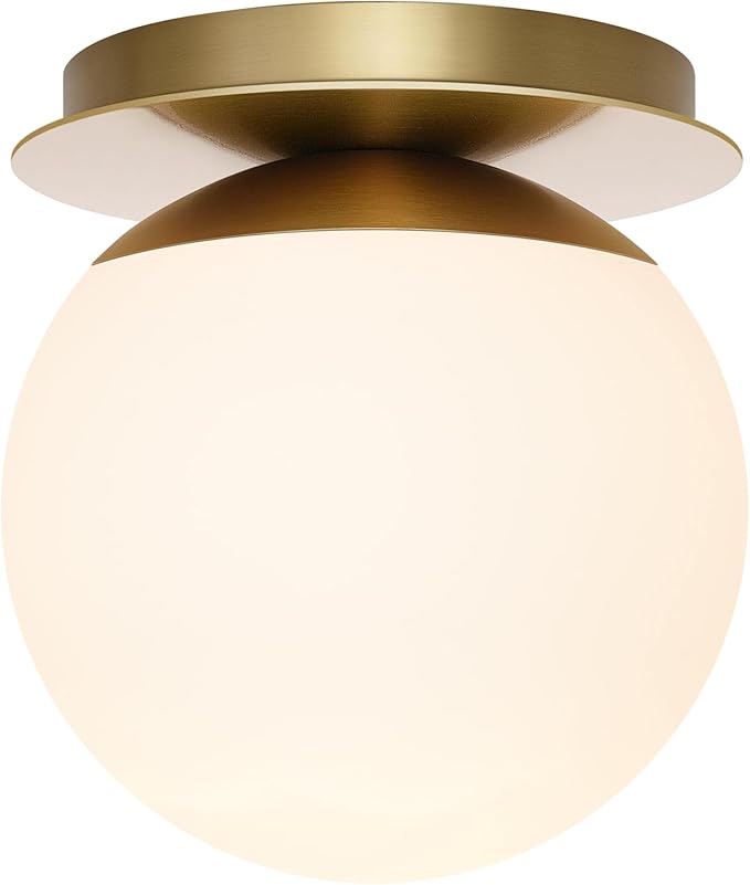 2 Pack Wall Sconces, Modern Globe Sconces in Aged Brass, Wall Light for Bedroom Bathroom Living Room & Hallway Vanity Lighting, Ceiling Light Fixture