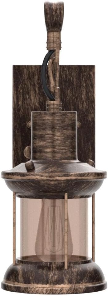 Yisuro Rustic Wall Light, 2-in-1 Antique Bronze Vintage Wall Light Fixture Plug in Industrial Glass Shade Lantern Lighting Retro Lamp Metal Wall Sconce for Home Bedroom Dining Room café(1 Pack)